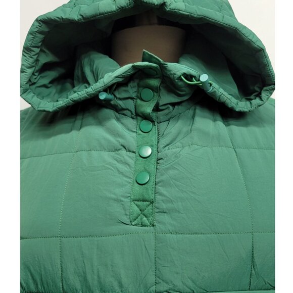 NEW Qulited Puffer Lightweight Pullover Hooded Green Coat XXL - Picture 6 of 12